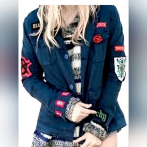 Elan Navy Patchwork Utility Jacket